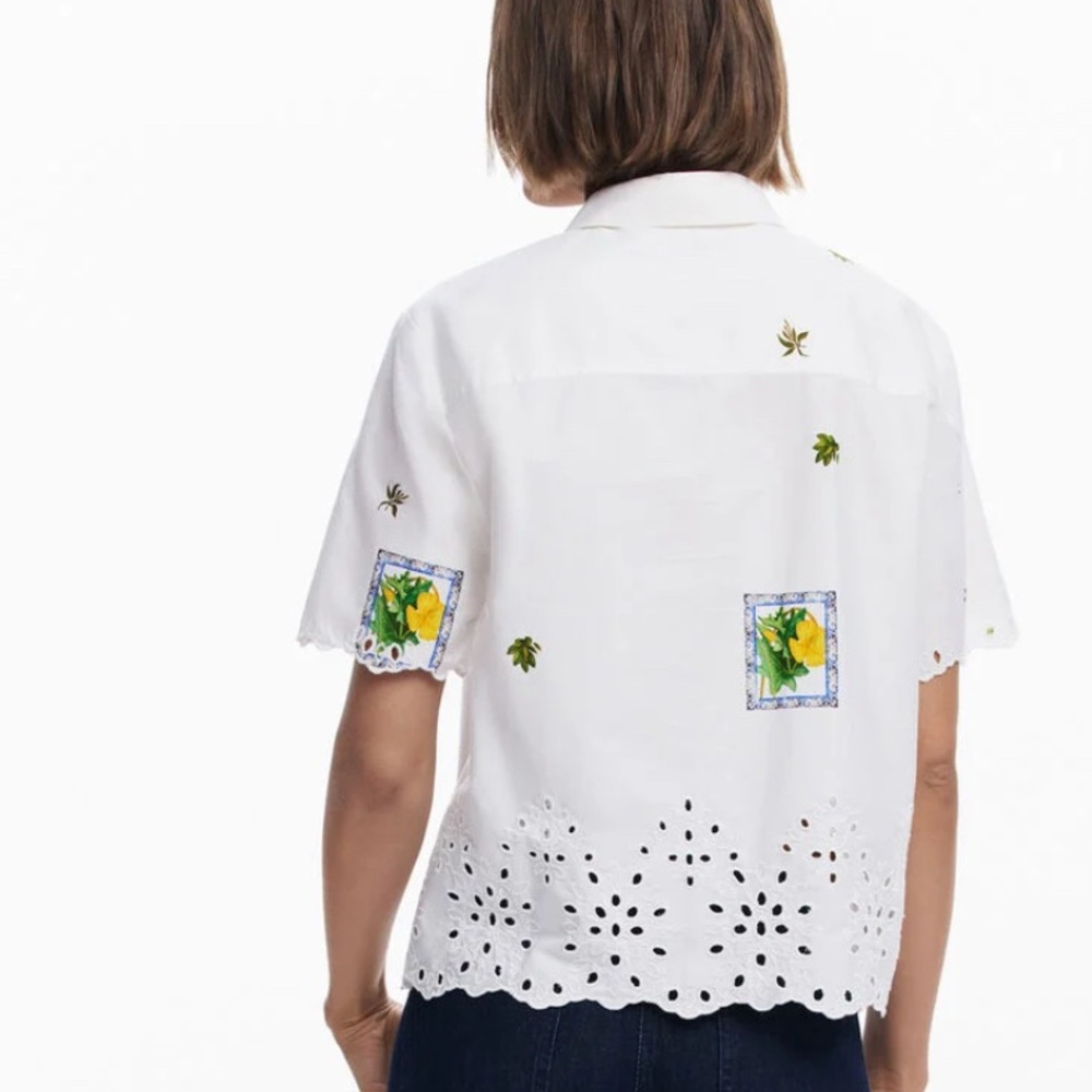 Desigual White Button Down Shirt. NWT - Picture 3 of 6